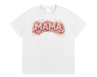 Camiseta Mama Floral Graphic: 100% algodón, manga corta, ropa informal de verano.