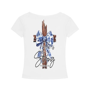 Bible Verse|Proverbs 31:25|Tencel Slim Fit V-Neck T-Shirt image 2