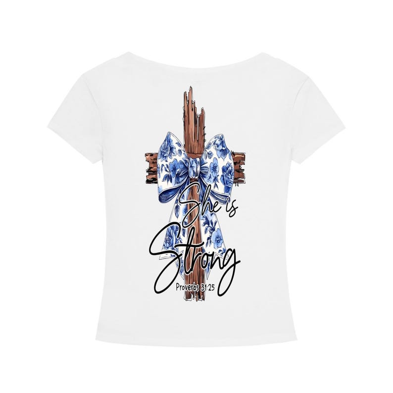 Bible Verse|Proverbs 31:25|Tencel Slim Fit V-Neck T-Shirt image 2