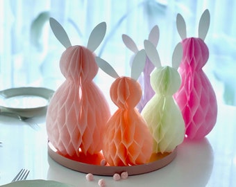 Papier-Osterhasen, anpassbare Farben, Papier-Hasen-Set, Frühling, Geburtstagsparty, Babyparty, Heimdekoration, Pastell-Hasen, Geschenk für Ihre Lieben