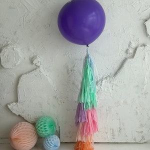 Lavender giant balloon and Paper tassel tail Fringe garland baby shower, gender reveal, wedding birthday party lilac blush mint light blue image 10