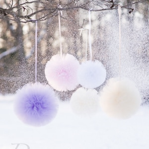Mixed size tulle pom poms set of 10 custom colours party decorations wedding birthday party baby shower bridal shower nursery decor