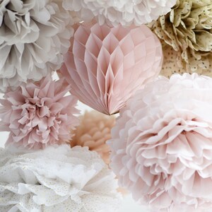 Tissue paper pom pom set of 12 Wedding paper pom poms Pastel paper flowers Wedding decor medium and large image 7
