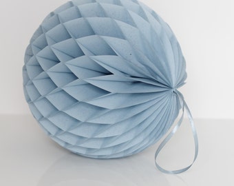 Dusty blue paper honeycomb ball party decorations dusky muted blueTissue paper Boy baby shower nursery birthday graduation party decorations