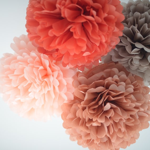 Large Pom Pom Set of 3 Tissue Paper Pom Poms Large Paper Flowers Paper  Decorations Wedding Decor 