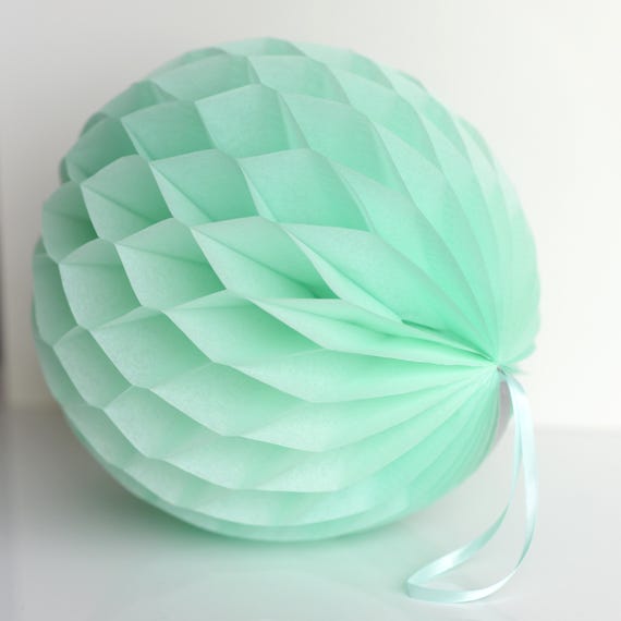 Mint tissue paper ball Pastel paper pom poms Wedding isle