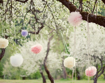 Tissue Paper Pom Pom Set: Custom Colors, Party Decorations