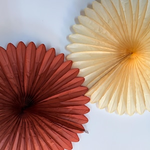 Set of Paper Fans in Fall Colors - Brown and Cream Party Decorations, Home Decor, Event Backdrop - 26” Diameter