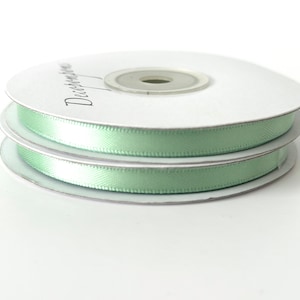 Fita de cetim verde sálvia 6 mm/12 mm de alta qualidade, fita de tecido verde claro sólido para embrulhos de presentes, artesanato, balões, costura e laços