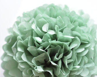 Paper pom pom in Dusty green | Sage Green paper flowers | Rustic wedding decor | Beach wedding decor | Party decoration