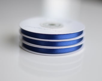 Doppelseitiges, marineblaues Satinband, 6 mm und 12 mm breit, 5 m und 25 m Rollen, für Geschenkverpackungen, Bastelarbeiten, Hochzeiten und Schleifen