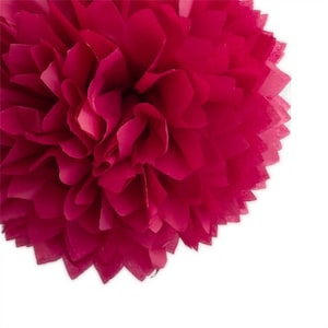 Pom pom di carta velina rosso mirtillo – Decorazione fatta a mano per compleanni, matrimoni invernali, Natale e decorazioni per le feste