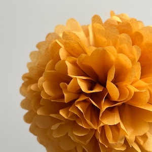 Decorazioni per feste con pompon in carta velina color senape Varie misure Rustico matrimonio festa di compleanno baby shower addio al nubilato decorazione giallo tenue