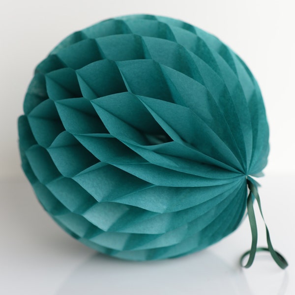 TEAL honeycomb ball - various sizes| Blue green tissue paper honeycombs | Birthday decorations | Christmas decorations