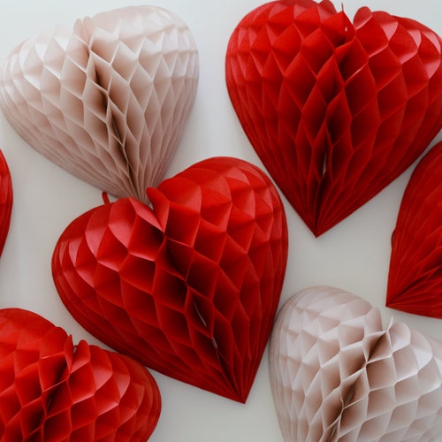 Huge red paper heart Wedding decorations 28  70cm Heart shape paper pom pom Valentines day decor