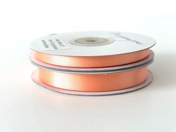 ピーチ両面サテンリボン：12 mm/6 mm ギフトラッピング、ウェディング