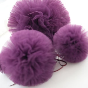 Plum Tulle Pom Poms party decorations purple high quality wedding, birthday party, nursery decor baby shower gift