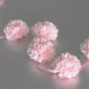 Paper flowers garland | Blush pink wedding decor | Pom pom garland |