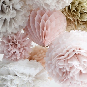 Set di 24 grandi pompon di carta / Fiori di carta velina / Pompon da matrimonio /