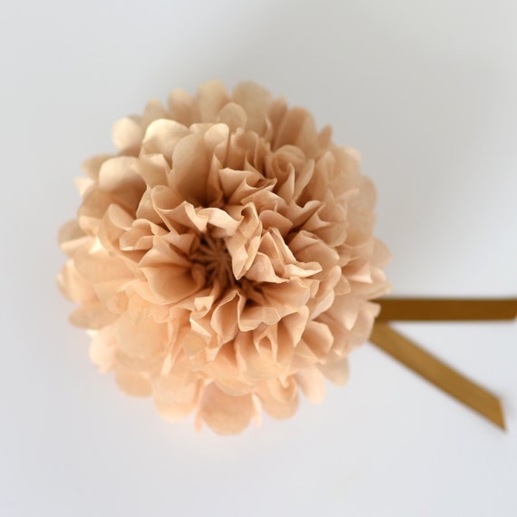 Sun gold paper pom poms Gold paper flowers Rustic wedding decor by