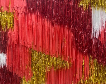 Rood Witgouden Fringe Streamer Muurachtergrond Herbruikbare Party Photo Booth Decor
