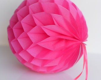 Hot Pink paper Honeycomb Ball bright color wedding, Hen Party, flamingo birthday party, baby shower decor gift Various Sizes and Quantities