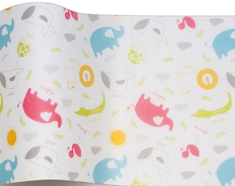 Papel de seda con estampado de animales de safari: papel de regalo rosa empolvado