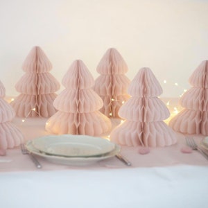 Dusty pink paper honeycomb Christmas tree Christmas decorations paper trees house warming gifts Holiday home decor Classroom, office decor