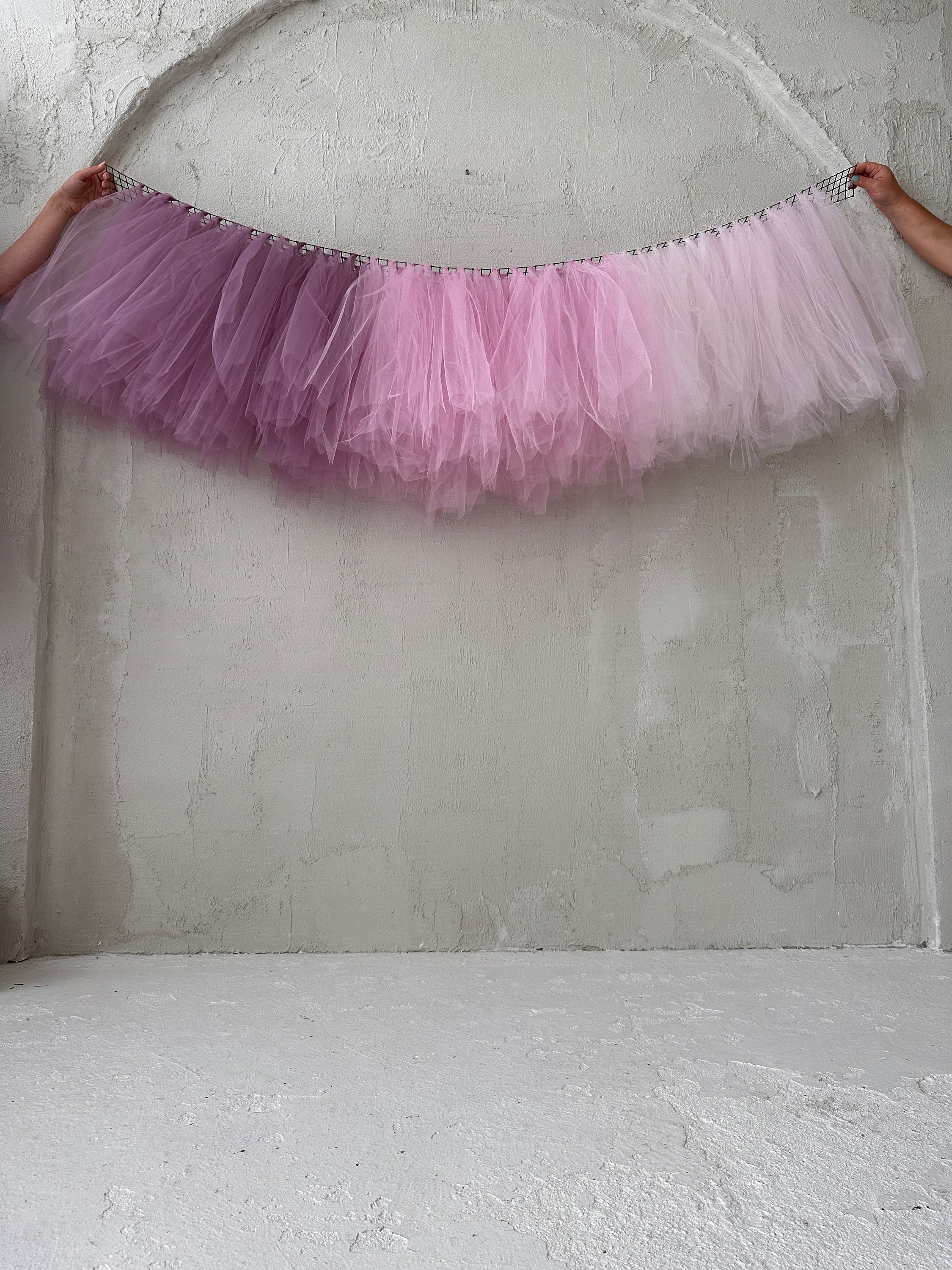 Enchanted Pink & Purple Streamer Backdrop with Ruffled Streamers and Crepe  Paper Flowers