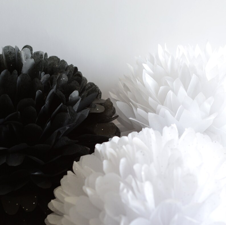 Space grey paper pompom Onyx Gemstone Paper pom poms Space party decorations image 3