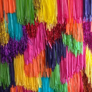 Bright color Fringe Wall Backdrop – Colorful Streamer Party Decor, Photo Booth, Birthday, Disco Theme, Festival Event Decoration, reusable