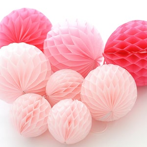 Blush Pink Paper Honeycomb Ball Set: Mixed Size Party Decorations