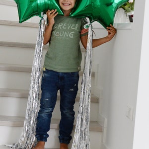 Palloncini con code di nappe luccicanti – Decorazioni metalliche per compleanni, matrimoni, baby shower, addii al nubilato, lauree e decorazioni per le feste