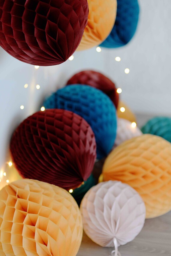 Tissue paper ball set of 12 Christmas decorations New