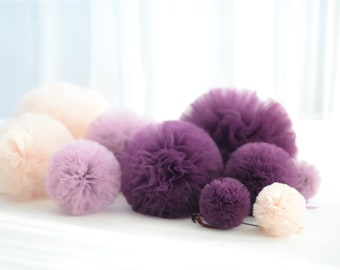 Tulle pom poms set of  2 | Large tulle balls | Kids birthday decor