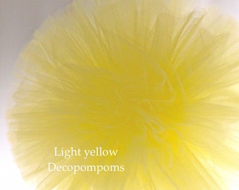 Pompons en tulle jaune clair pour décoration de mariage Boules de tulle baby shower douche nuptiale chambre d'enfants décoration cadeau