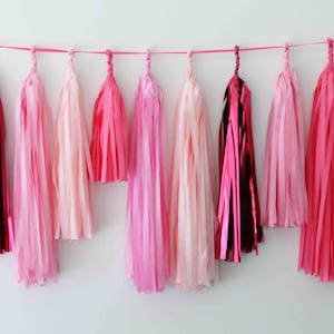 Bright and shimmer Pink Paper Tassel Garland - fully assembled - 1st girls Birthday bunting baby shower bridal shower wedding decorations