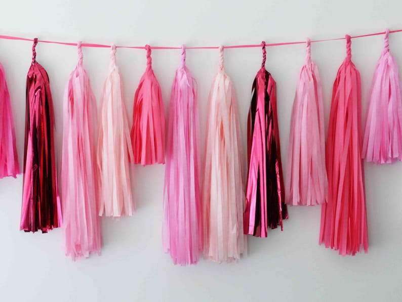 pink fringe garland