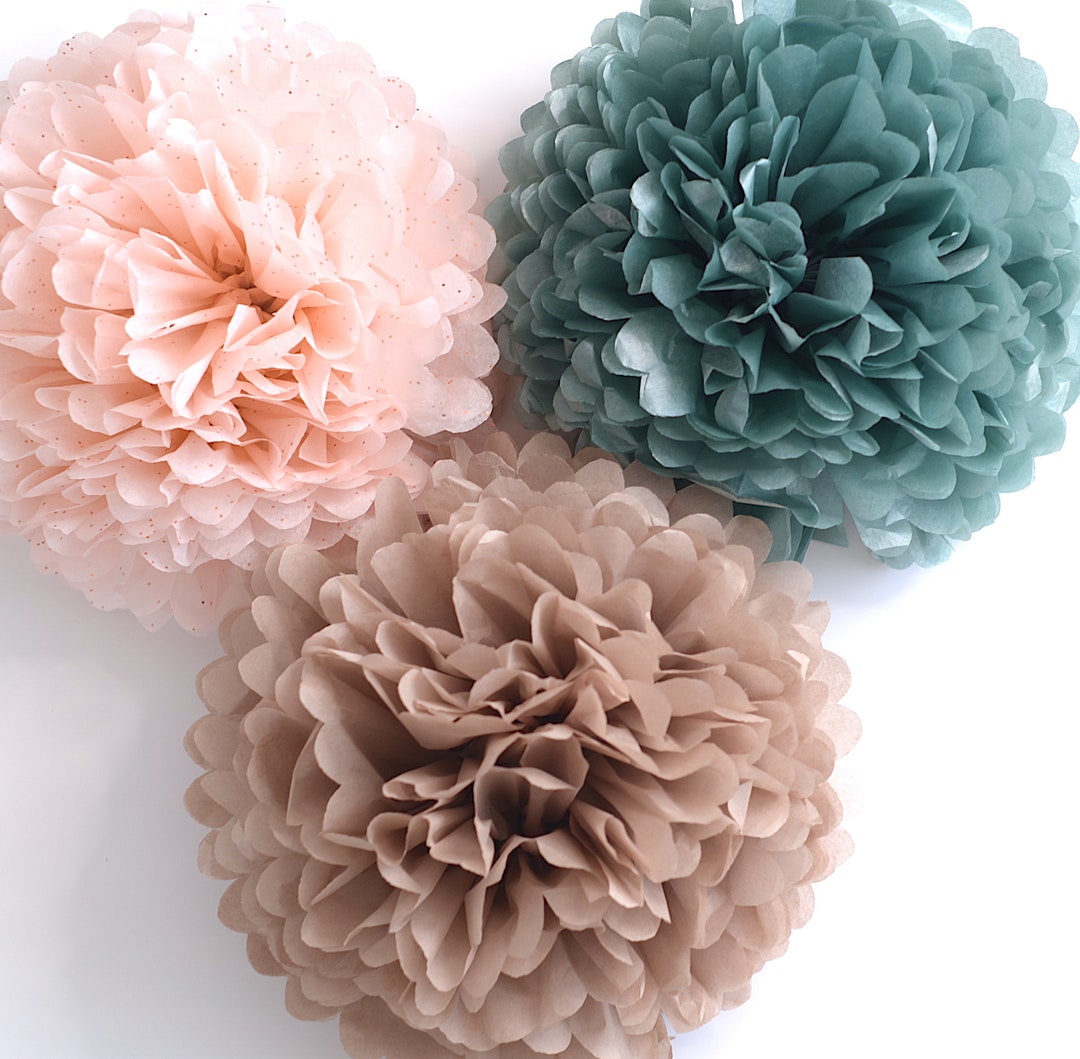 Large Paper Pom Poms Set Tissue Paper Pom Poms Paper Etsy