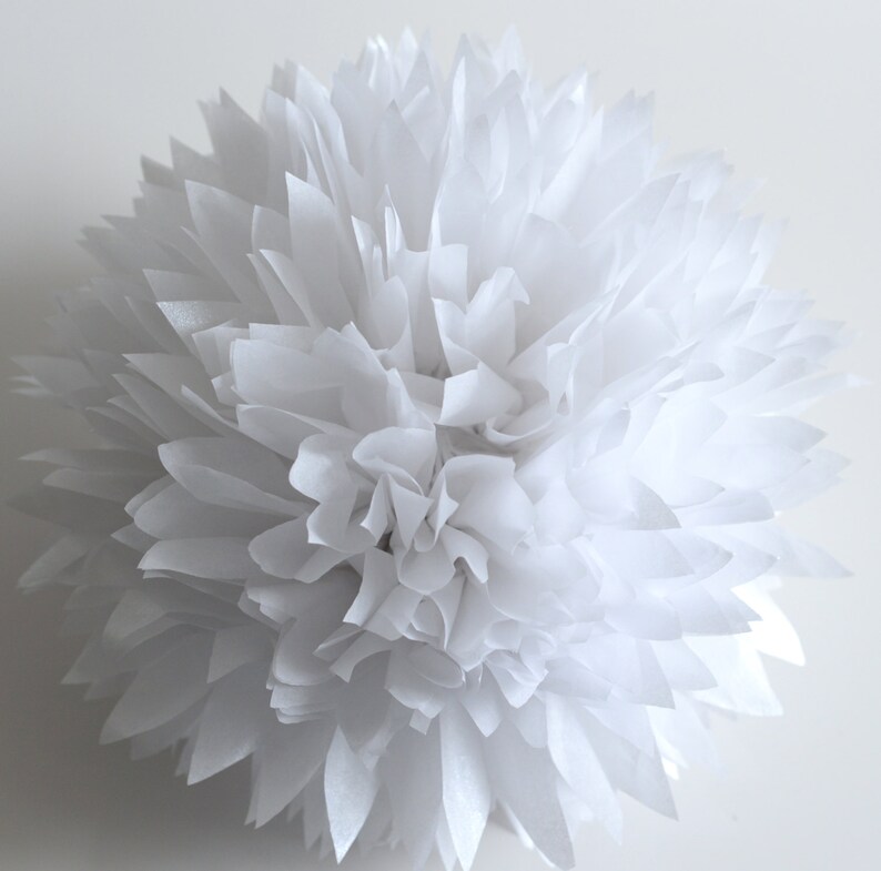 Pearl White Paper Pom Poms Tissue Paper Flowers Wedding Etsy