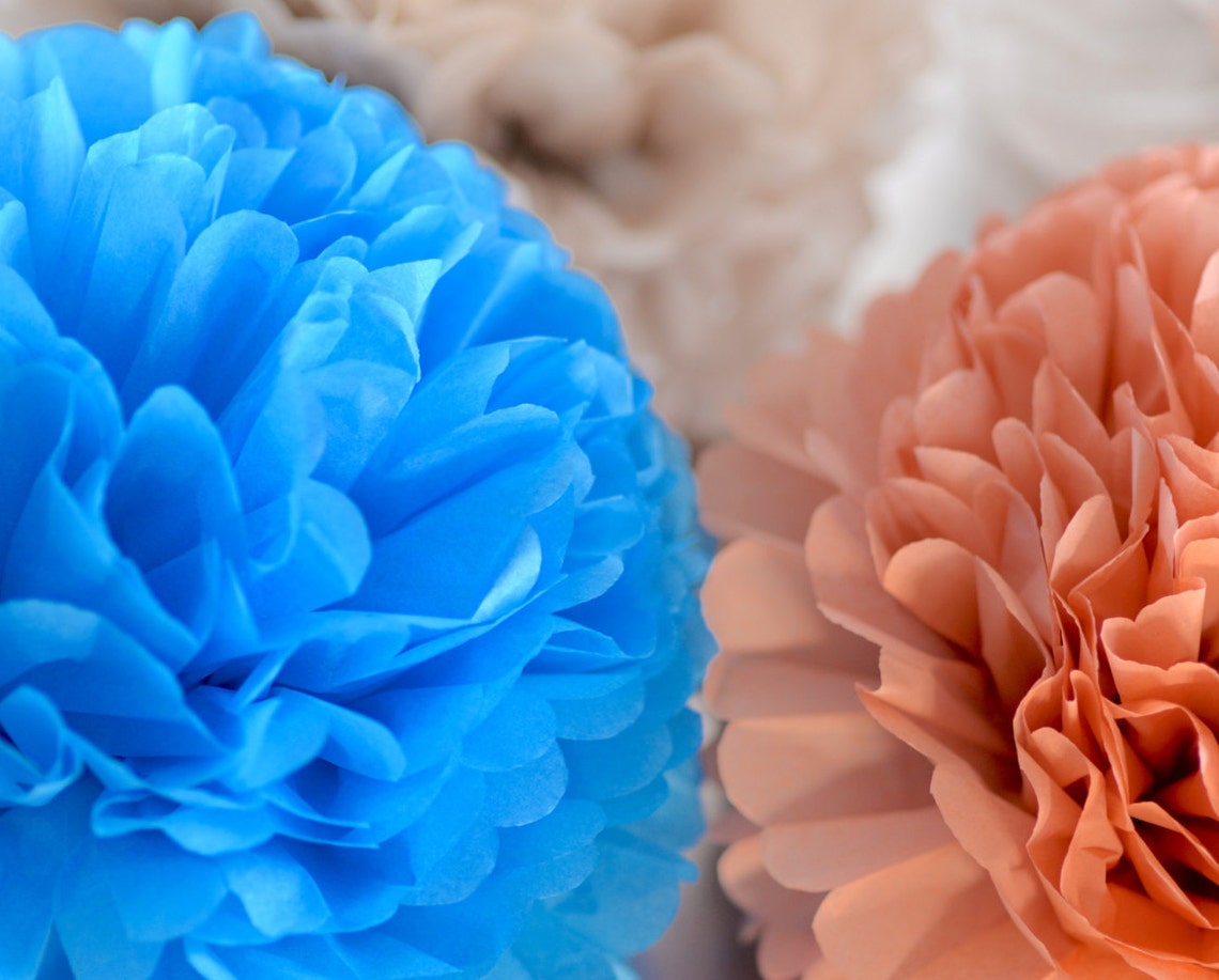 4 Large Paper Flowers Large Paper Pom Poms Wedding Etsy UK
