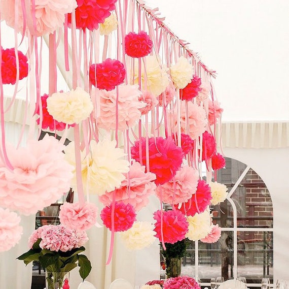 6 pompon di carta velina, 25 cm, decorazione per matrimoni, fai da te, carta decorativa, fiori di carta, per compleanno, matrimonio, feste, soggiorno, decorazione della stanza, arancione