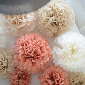 Colore personalizzato Pom Pom di carta di grandi dimensioni, set di decorazioni per feste, 9 fiori di carta per matrimonio, decorazioni per feste di compleanno, baby shower, addio al nubilato