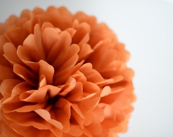 Paper pom pom in burnt orange color -  wedding  party decorations - fall decor