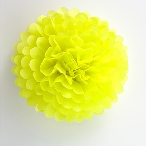 Limon Yellow Tissue Paper Pom Pom – Large Handmade Party Decor – Eco-Friendly Wedding, Birthday, Baby Shower Decoration – Multiple Sizes