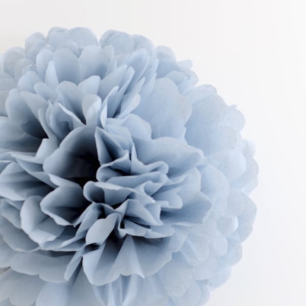 Dusty blue Paper pom pom | antique blue Boy baby shower decor | dusky blue Wedding venue decor | Birthday decorations