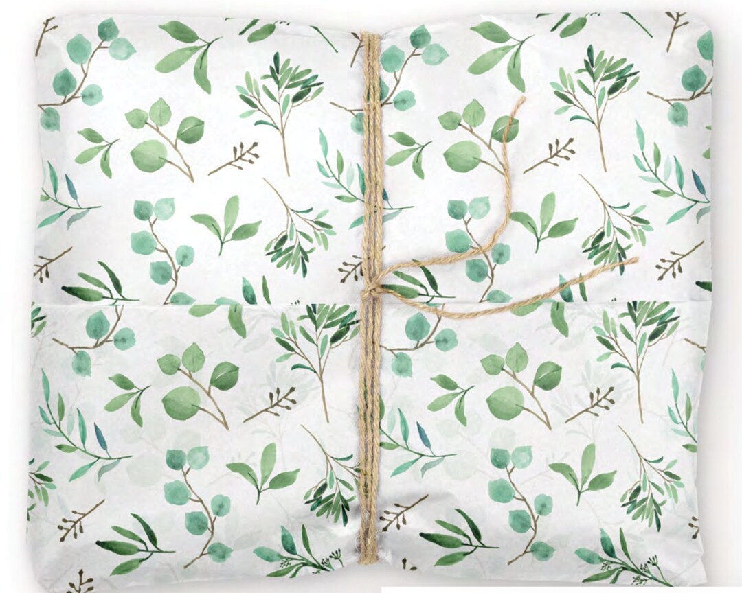 50 Sheets Green Leaves Tissue HYZ01 Paper, 20x14 Inch Bohemian Wrapping Tissue Paper Eucalyptus Leaf Gift Birthday Party Wedding Crafts Bags