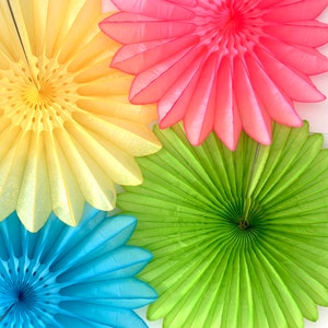 Large Paper Fan Set: Summer Party Decorations, 26&quot; Reusable Decor