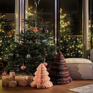 Huge paper honeycomb Christmas tree 18” / 45cm custom color home office ahop classroom decor ideas Xmas honeycomb pqrty decoration