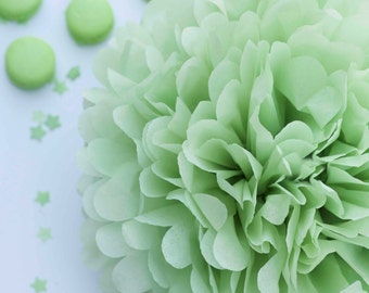 Light green Paper pom pom party decoration wedding decor  Baby shower decor  Paper flowers